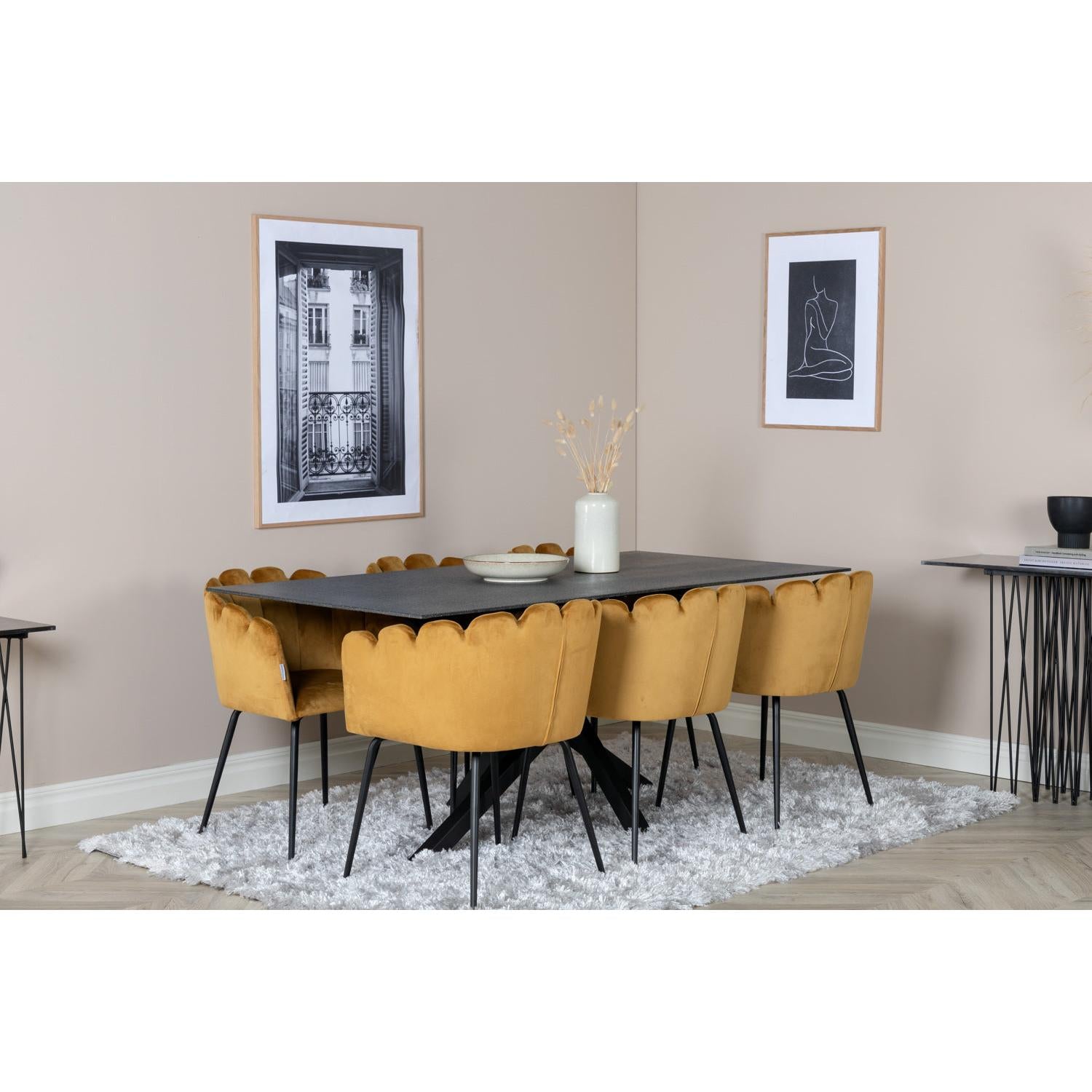 LIMHAMN PIAZZA Matbord 180x90 + 6 stolar-Venture Home-peaceofhome.se