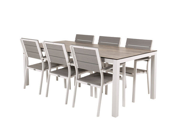 LLAMA LEVELS Matbord 205x90 cm + 6 stolar | Utemöbler-Matgrupp Utomhus-Venture Home-peaceofhome.se