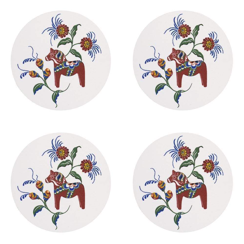 Leksand Glasunderlägg 4-Pack - Vit-Röd-Glasunderlägg-Arvidssons Textil-peaceofhome.se