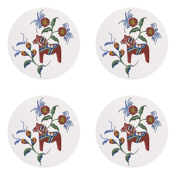 Leksand Glasunderlägg 4-Pack - Vit-Röd-Glasunderlägg-Arvidssons Textil-peaceofhome.se