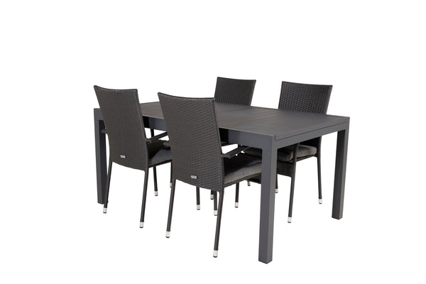 MARBELLA ANNA Matbord 160/240x100 cm + 4 stolar | Utemöbler-Matgrupp Utomhus-Venture Home-peaceofhome.se