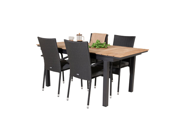 MEXICO ANNA Matbord 160/240x90 cm + 4 stolar | Utemöbler-Matgrupp Utomhus-Venture Home-peaceofhome.se