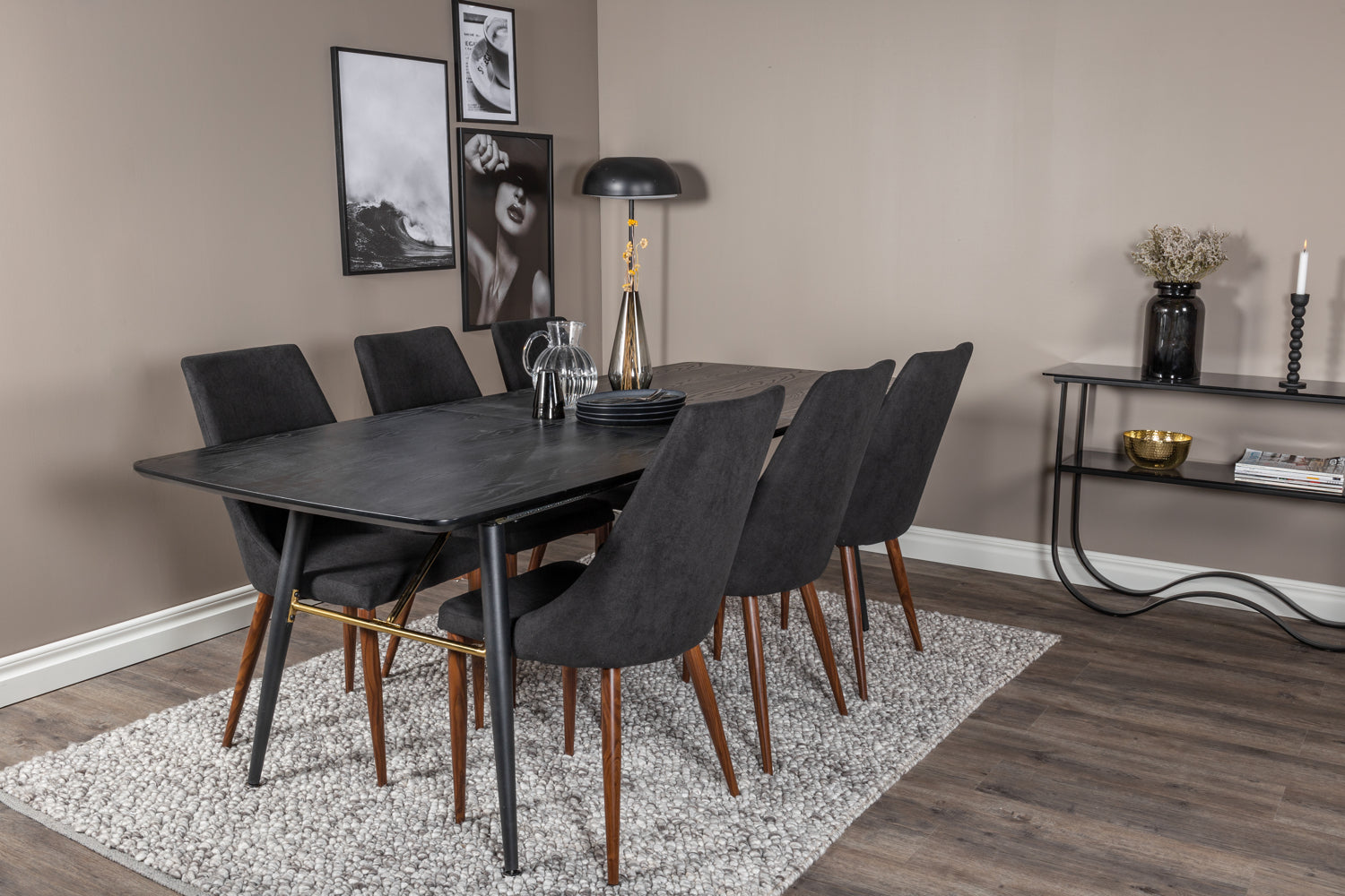 Matgrupp Gold med stolarna Leone-GR Dining Set-Venture Home-peaceofhome.se