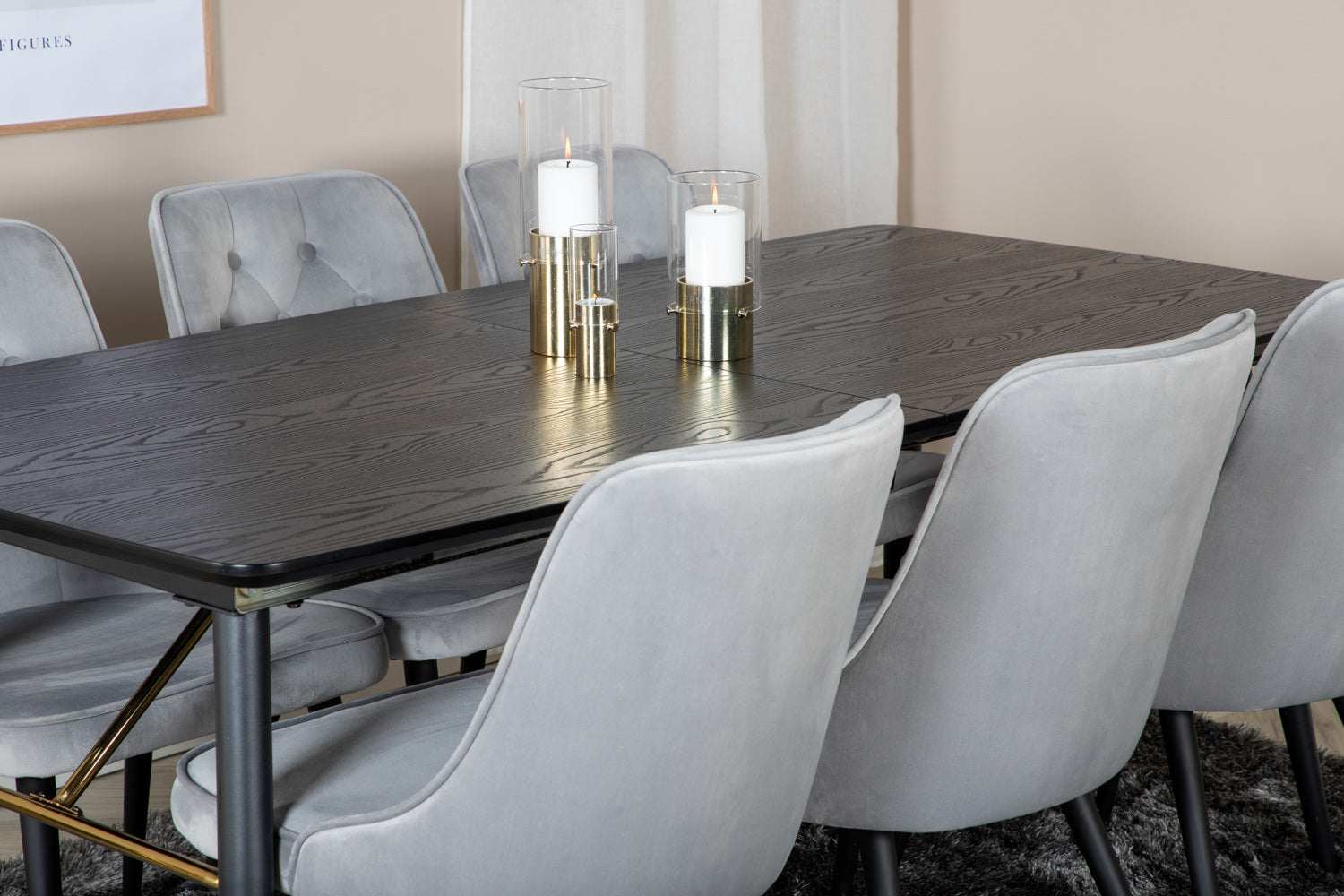 Matgrupp Gold med stolarna Velvet Deluxe-GR Dining Set-Venture Home-peaceofhome.se