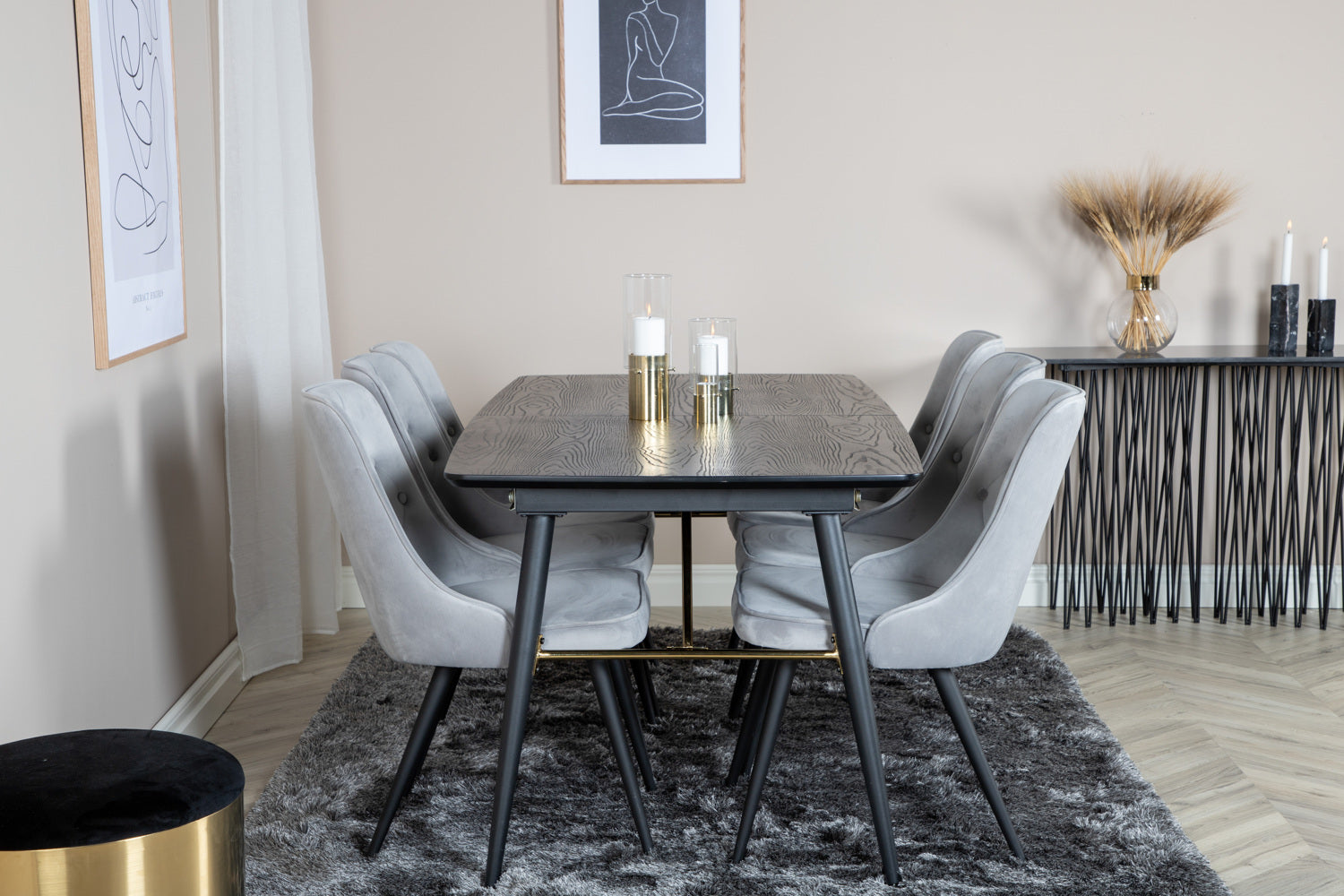 Matgrupp Gold med stolarna Velvet Deluxe-GR Dining Set-Venture Home-peaceofhome.se