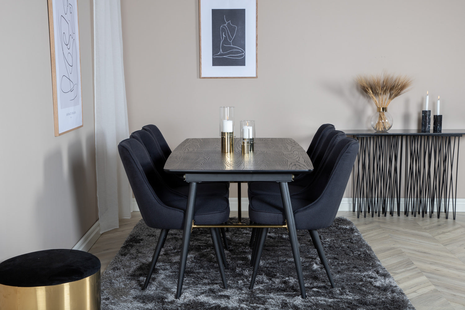 Matgrupp Gold med stolarna Velvet Deluxe-GR Dining Set-Venture Home-peaceofhome.se