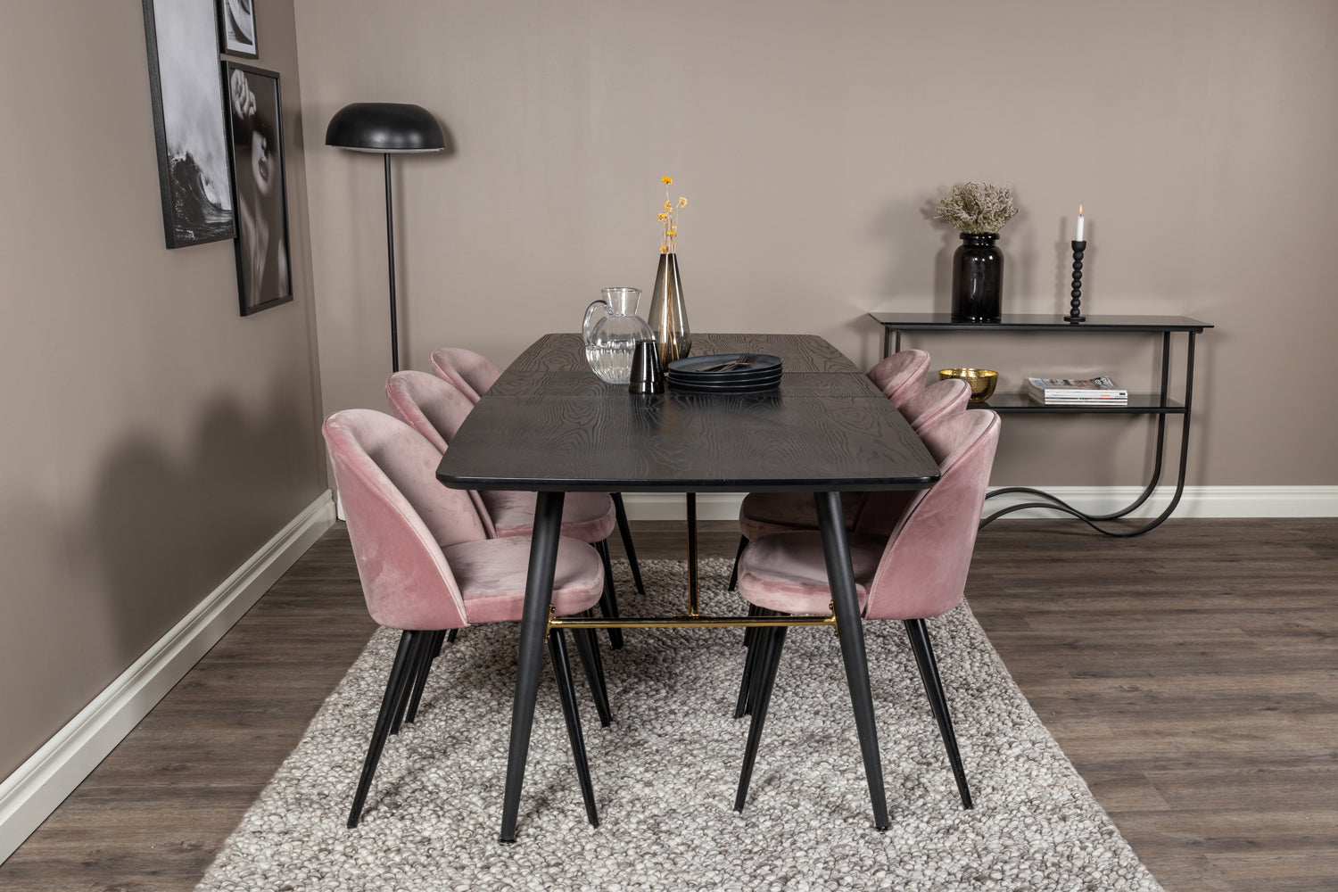 Matgrupp Gold med stolarna Velvet-GR Dining Set-Venture Home-peaceofhome.se