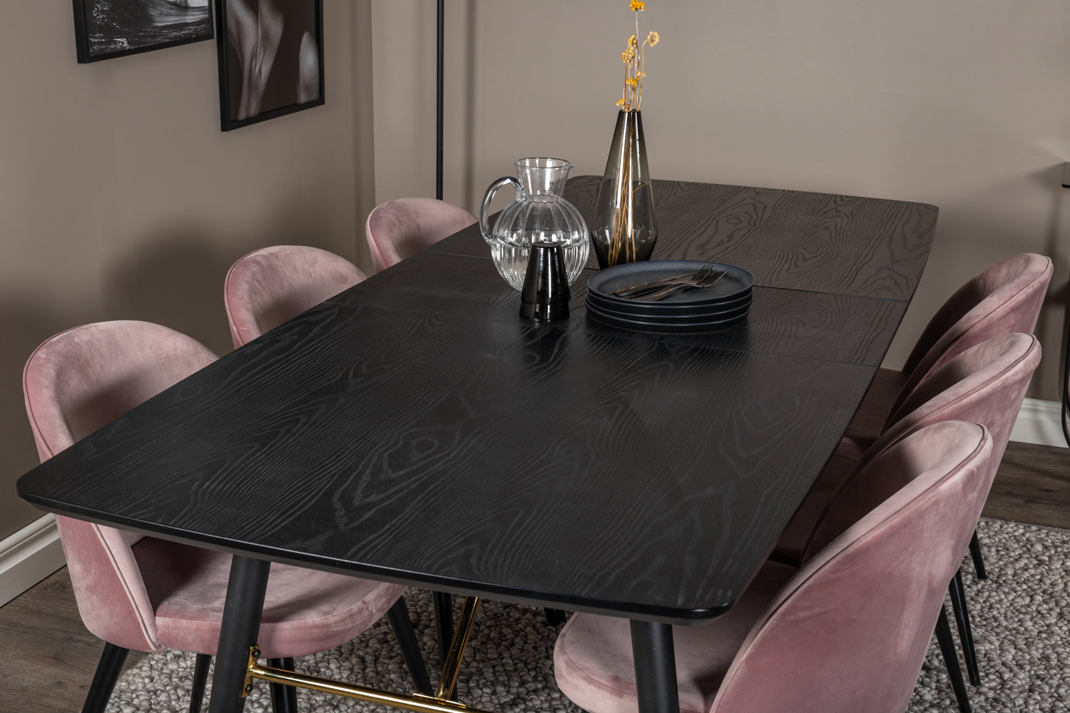 Matgrupp Gold med stolarna Velvet-GR Dining Set-Venture Home-peaceofhome.se
