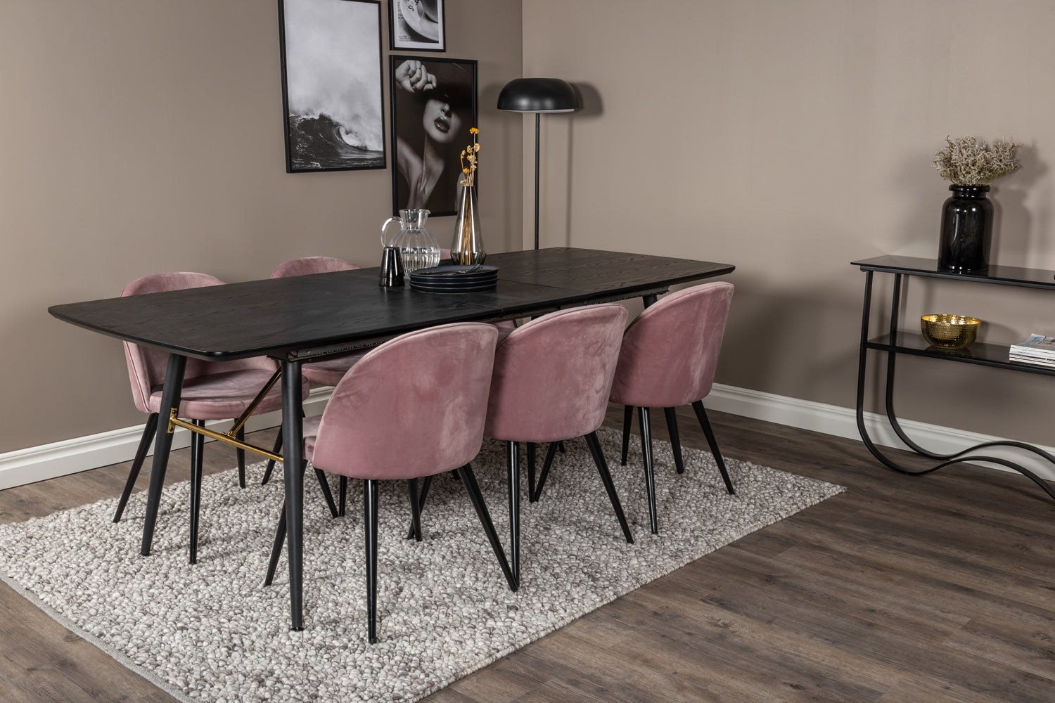 Matgrupp Gold med stolarna Velvet-GR Dining Set-Venture Home-peaceofhome.se
