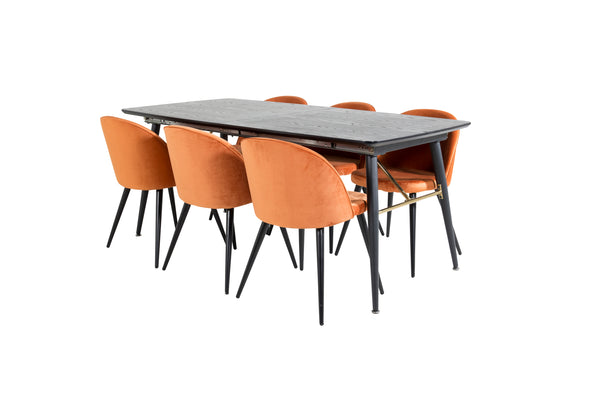 Matgrupp Gold med stolarna Velvet-GR Dining Set-Venture Home-peaceofhome.se