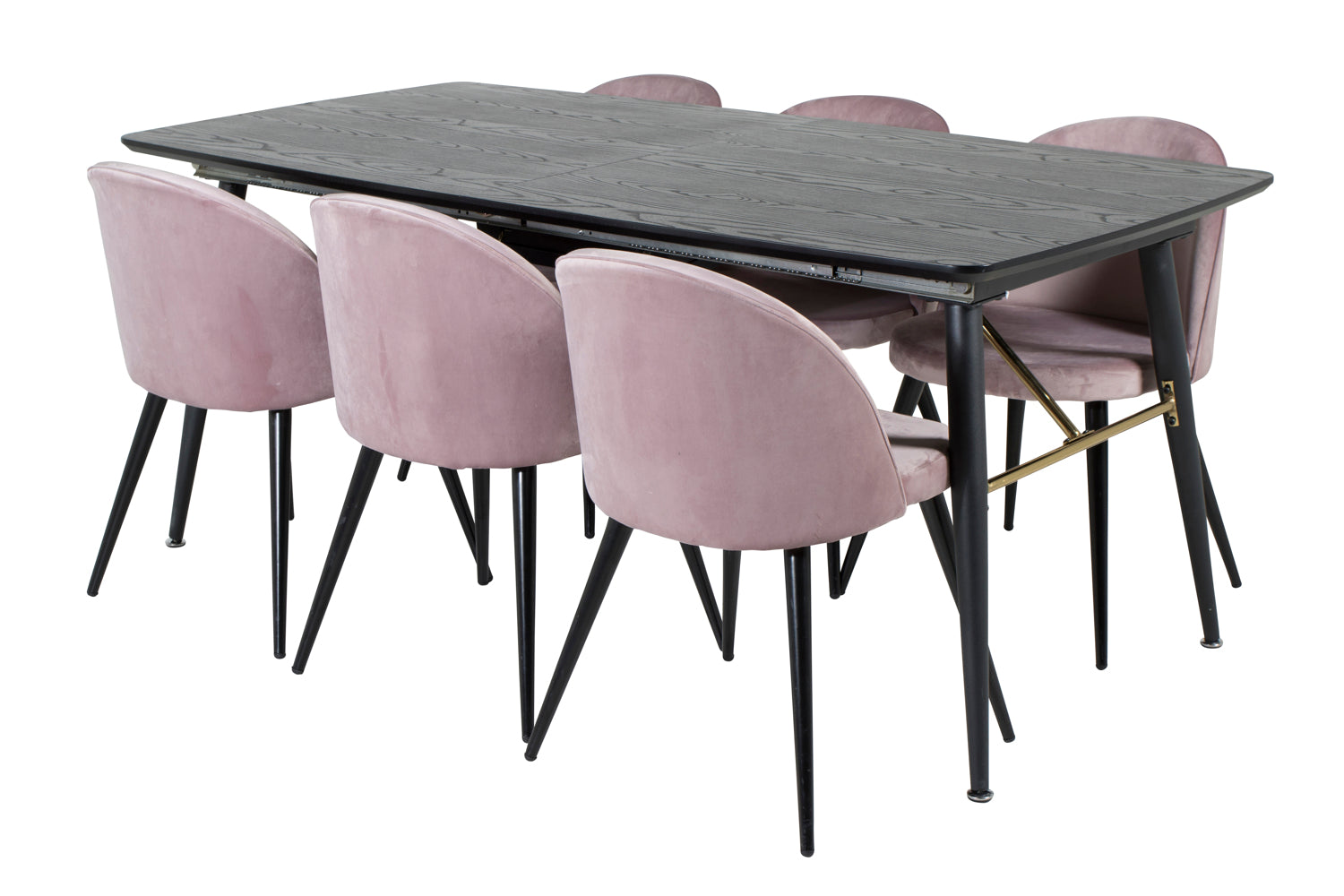 Matgrupp Gold med stolarna Velvet-GR Dining Set-Venture Home-peaceofhome.se