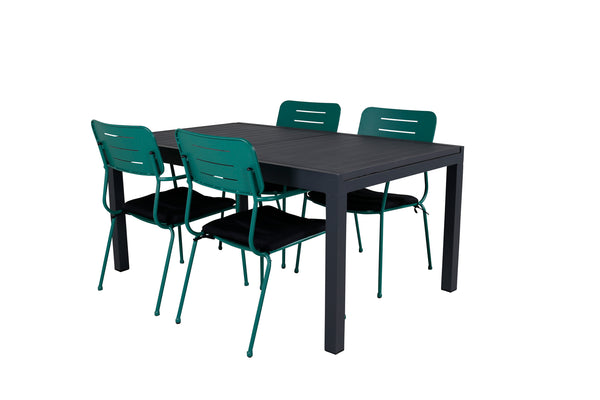 NICKE MARBELLA Matbord 160/240x100 cm + 4 stolar | Utemöbler-Matgrupp Utomhus-Venture Home-peaceofhome.se