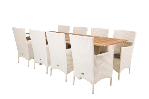 PANAMA MALIN Matbord 160/240x90cm + 8 stolar | Utemöbler-Matgrupp Utomhus-Venture Home-peaceofhome.se