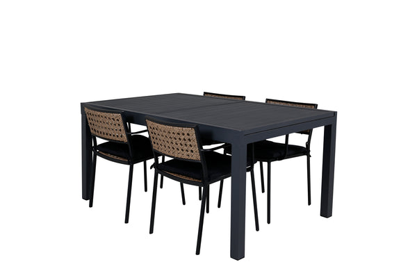 PAOLA MARBELLA Matbord 160/240x100 cm + 4 stolar | Utemöbler-Matgrupp Utomhus-Venture Home-peaceofhome.se