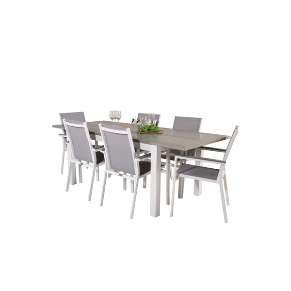 PARMA ALBANY Matbord 160/240x100 cm + 6 stolar | Utemöbler-Matgrupp Utomhus-Venture Home-peaceofhome.se