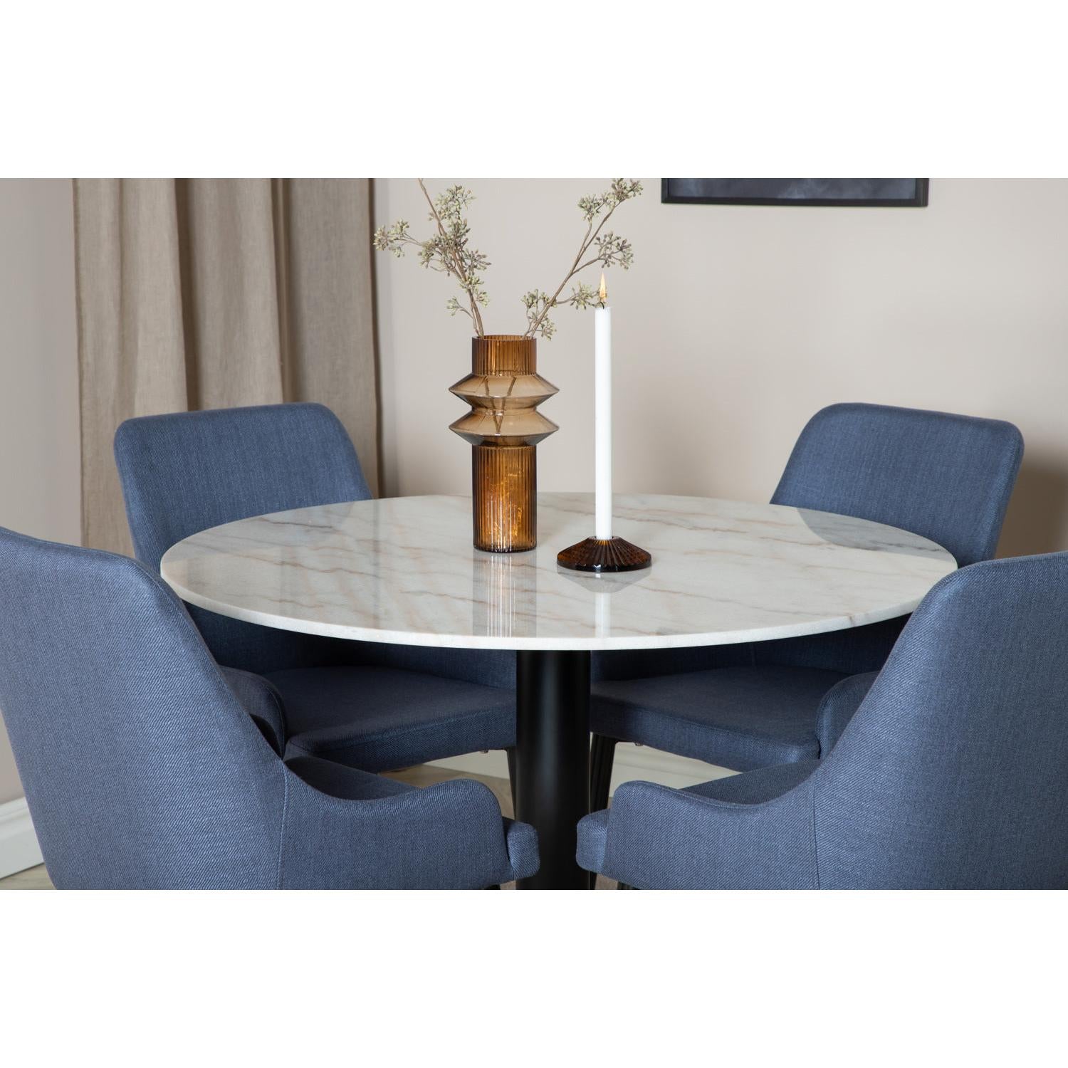 PLAZA ESTELLE Matbord ø106 + 4 stolar-Venture Home-peaceofhome.se