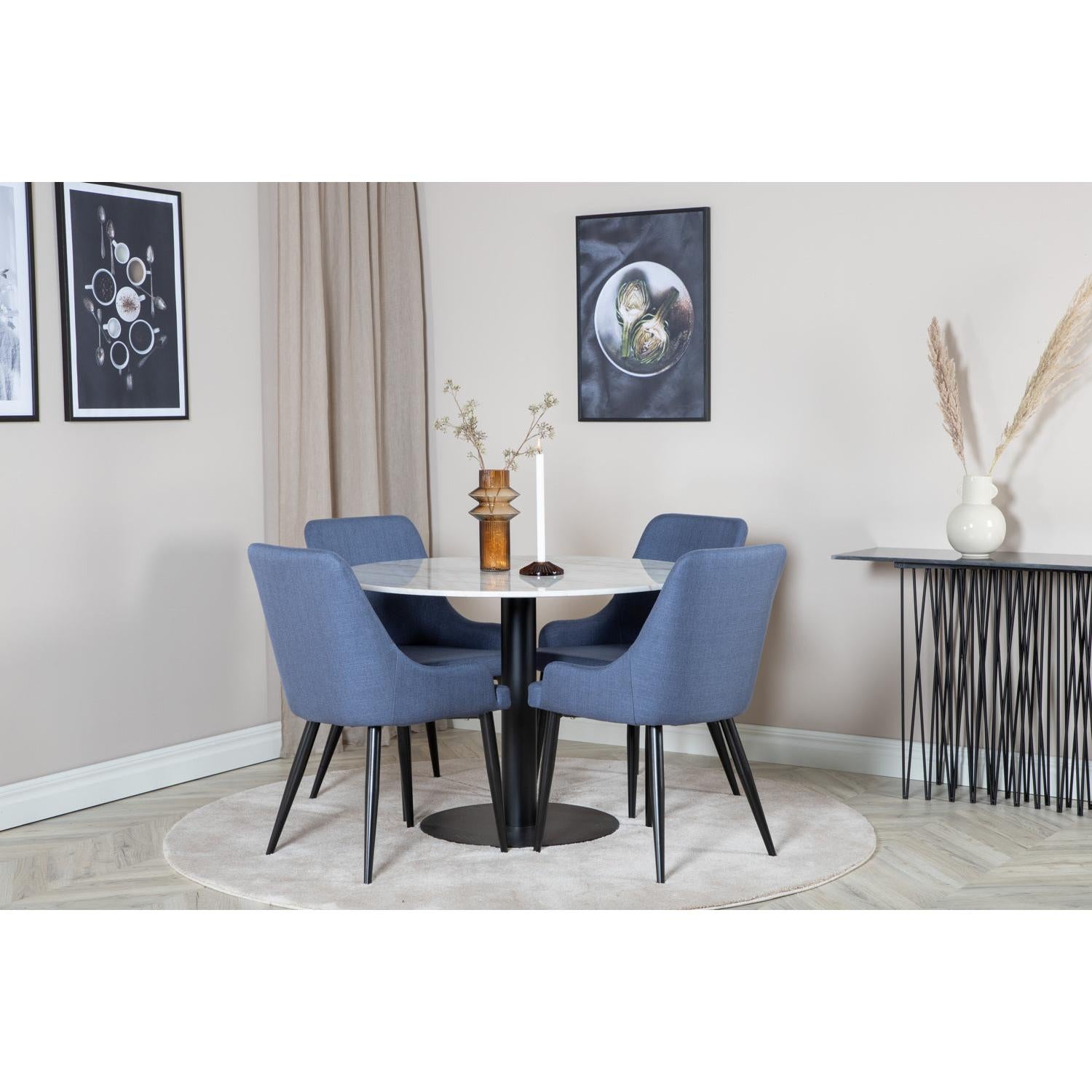 PLAZA ESTELLE Matbord ø106 + 4 stolar-Venture Home-peaceofhome.se