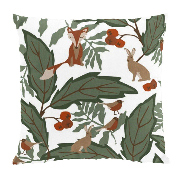 Skogens Vänner Kuddfodral 47x47 cm-Kuddfodral-Arvidssons Textil-Grön / Vit-peaceofhome.se