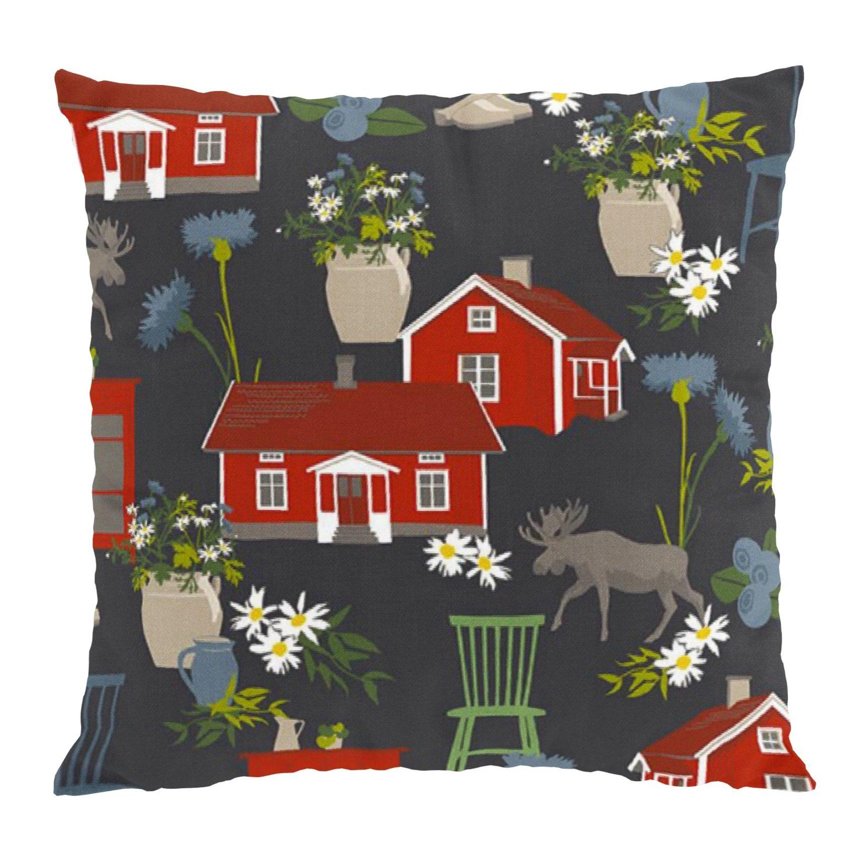 Strövtåg Kuddfodral 47x47 cm-Kuddfodral-Arvidssons Textil-Mörkgrå-peaceofhome.se