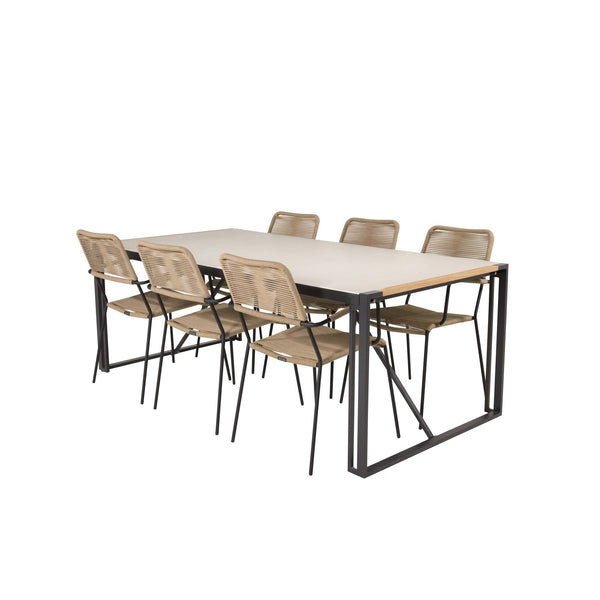 TEXAS LINDOS Matbord 200x100 cm + 6 stolar | Utemöbler-Matgrupp Utomhus-Venture Home-peaceofhome.se