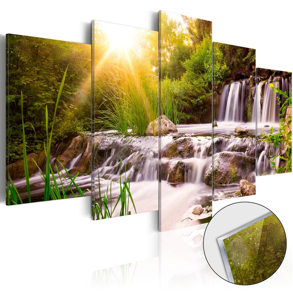 Tavla i akrylglas - Forest Waterfall-Tavla Akrylglas-Artgeist-100x50-peaceofhome.se