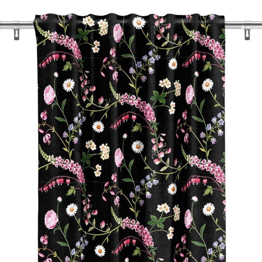 Trädgårdsblom Multibandslängd (1 St) Gardiner-Gardinlängd-Arvidssons Textil-Svart-peaceofhome.se