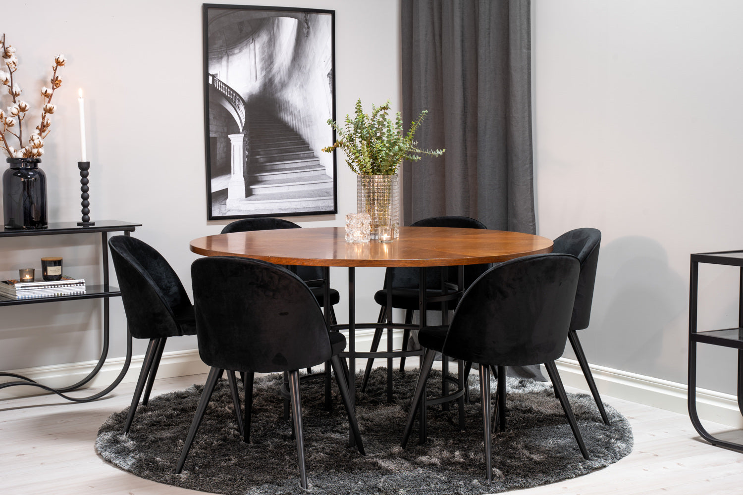 VELVET COPENHAGEN Matbord ø140 + 6 stolar-Venture Home-peaceofhome.se