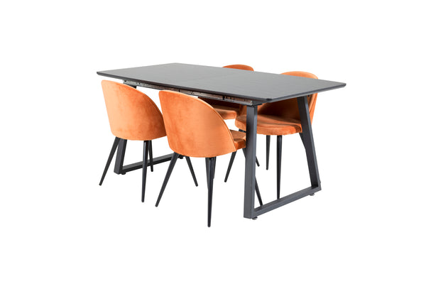 VELVET INCA Matbord 160/200x85 + 4 stolar-Venture Home-peaceofhome.se