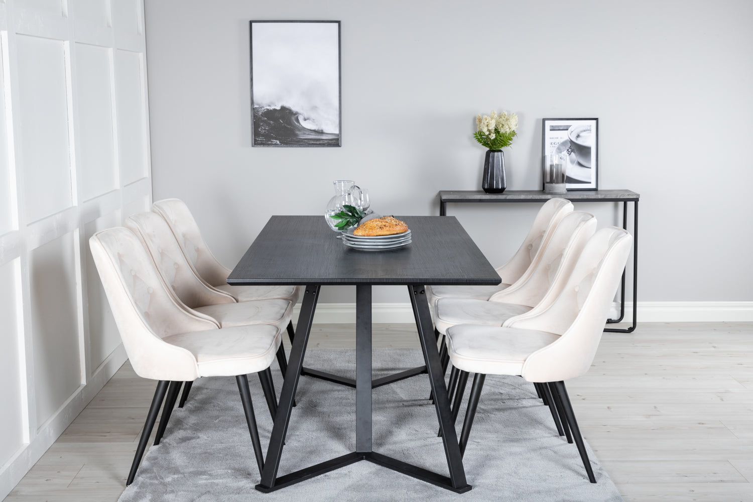 VELVET MARINA Matbord 180x90 + 6 stolar-Venture Home-peaceofhome.se