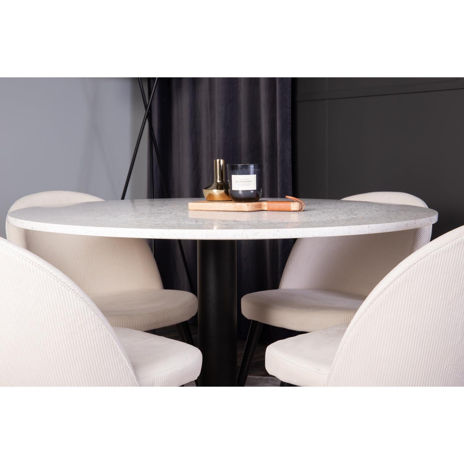 VELVET Matbord ø106 + 4 stolar-Venture Home-peaceofhome.se