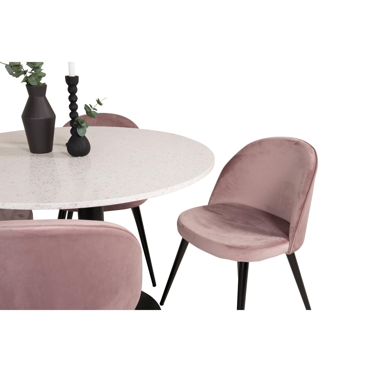 VELVET Matbord ø106 + 4 stolar-Venture Home-peaceofhome.se
