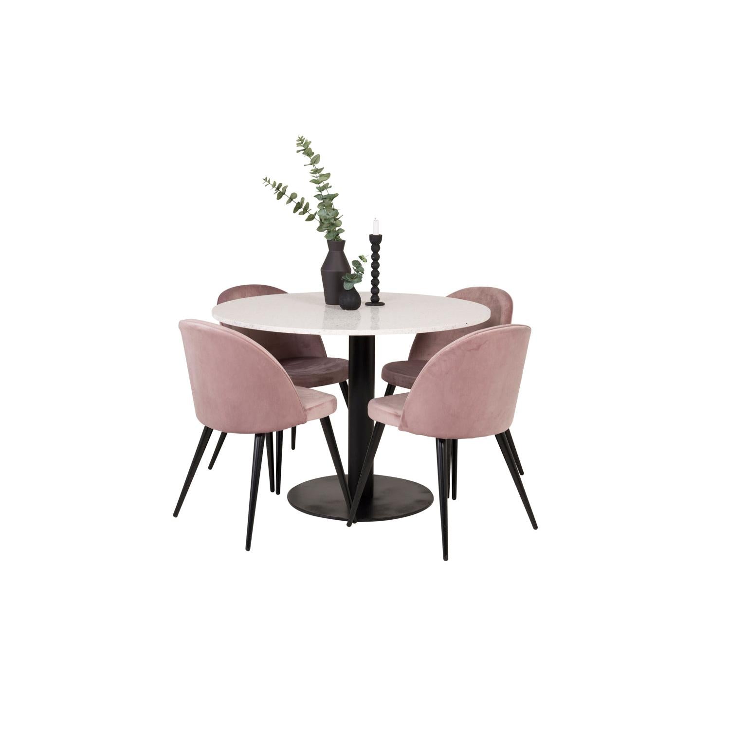 VELVET Matbord ø106 + 4 stolar-Venture Home-peaceofhome.se