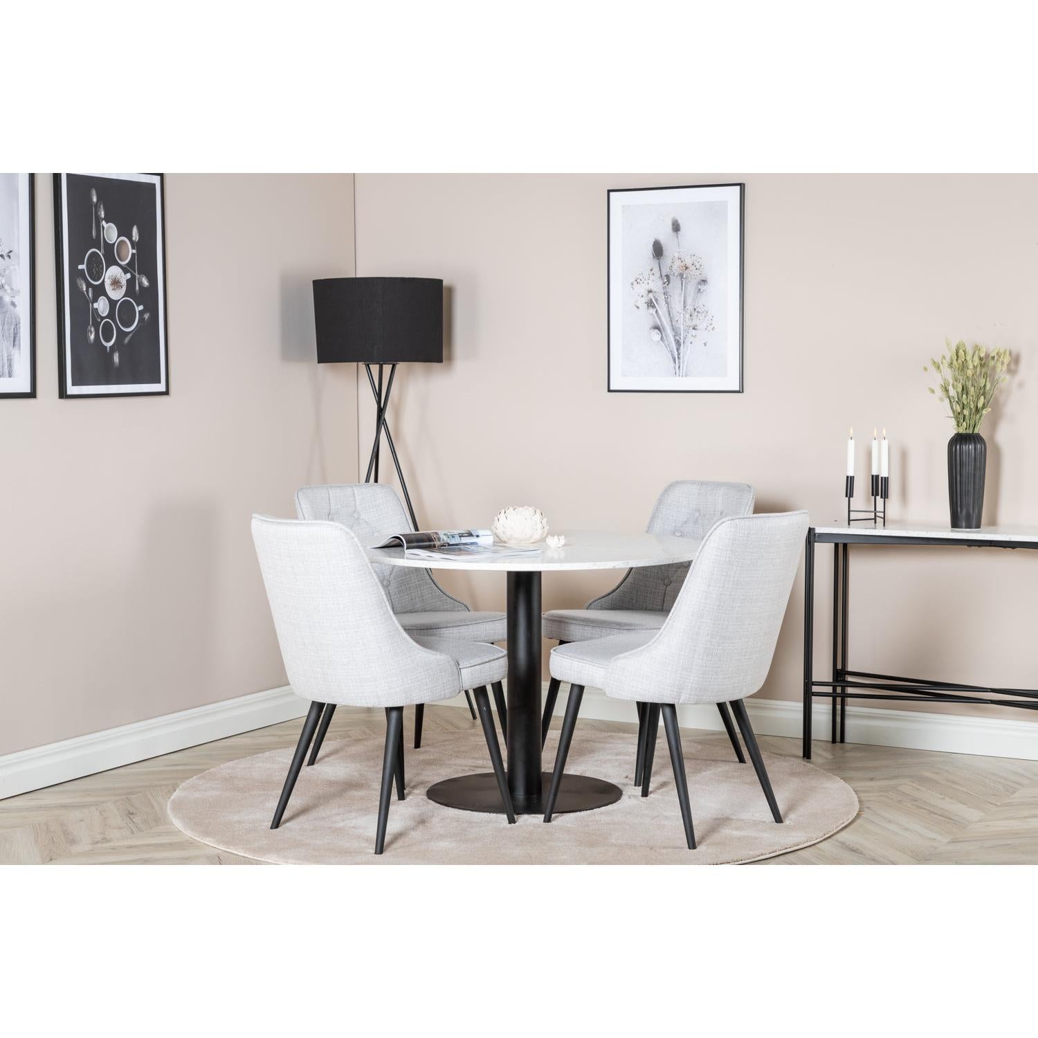 VELVET Matbord ø106 + 4 stolar-Venture Home-peaceofhome.se