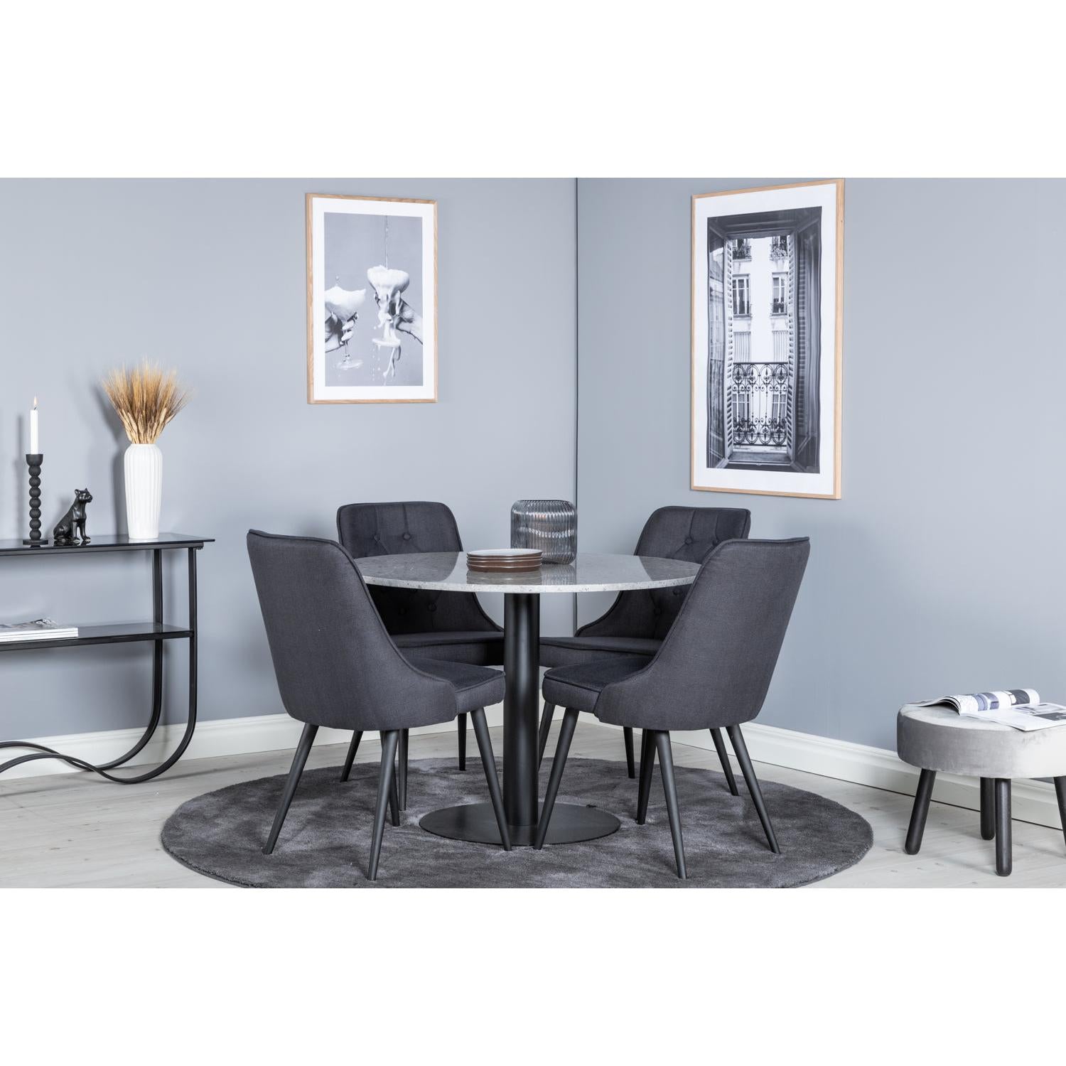 VELVET Matbord ø106 + 4 stolar-Venture Home-peaceofhome.se