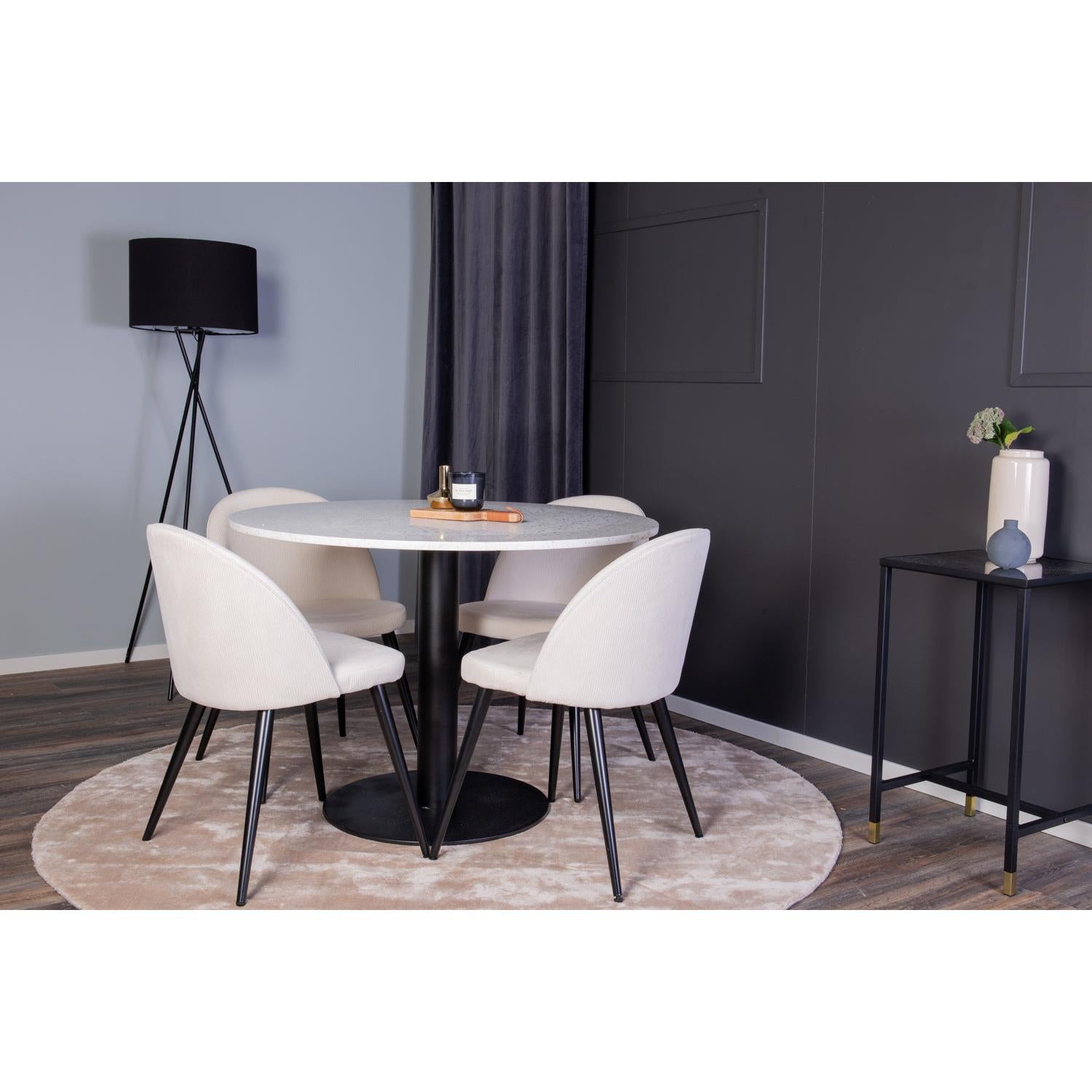 VELVET Matbord ø106 + 4 stolar-Venture Home-peaceofhome.se