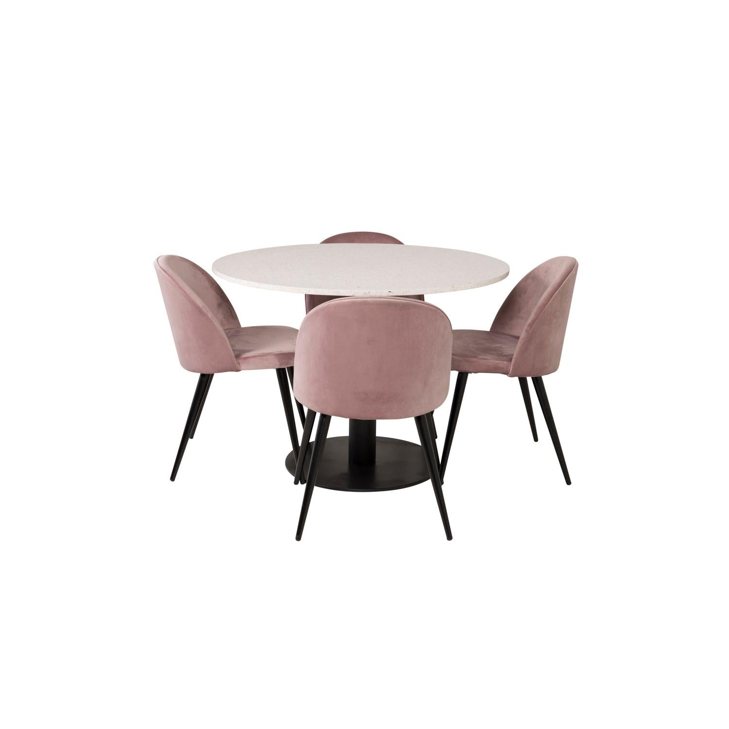 VELVET Matbord ø106 + 4 stolar-Venture Home-peaceofhome.se