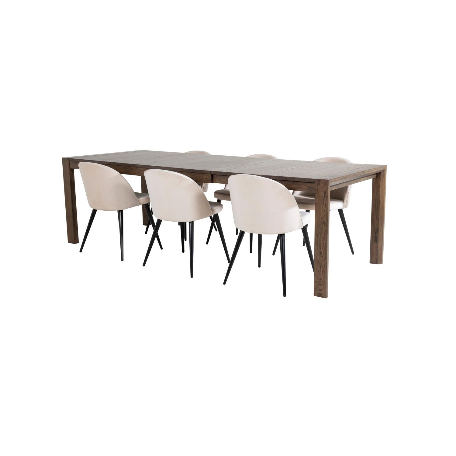 VELVET SLIDER Matbord 170/225x95 + 6 stolar-Venture Home-peaceofhome.se