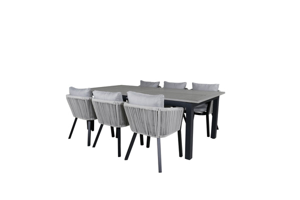 VIRYA ALBANY Matbord 224/324x100 cm + 6 stolar | Utemöbler-Matgrupp Utomhus-Venture Home-peaceofhome.se